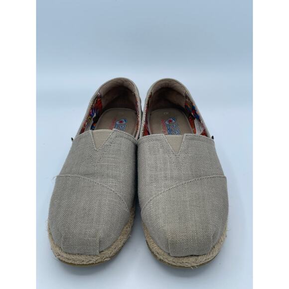 BOBS Skechers Womens 9 Espadrille Slip-On Beige Linen Comfort Shoes Memory Foam - Picture 3 of 7